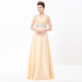 Grace Karin Long Evening Dress 2017 Beaded Chiffon Elegant Evening Prom Dresses Wedding Party Special Occasion Dresses Summer