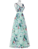 Grace Karin Long Evening Dress Double V Neck Chiffon Evening Gown Flower Pattern Party Floral Printed Long Evening Dresses 2017 Grace Karin Long Evening Dress Double V Neck Chiffon Evening Gown Flower Pattern Party Floral Printed Long Evening Dresses 2017