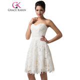 Grace Karin Lace Evening Dress Ivory Party Gown Sweetheart Dinner abendkleider Strapless Short Evening Dress 2017 Robe De Soiree Grace Karin Lace Evening Dress Ivory Party Gown Sweetheart Dinner abendkleider Strapless Short Evening Dress 2017 Robe De Soiree