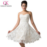 Grace Karin Lace Evening Dress Ivory Party Gown Sweetheart Dinner abendkleider Strapless Short Evening Dress 2017 Robe De Soiree Grace Karin Lace Evening Dress Ivory Party Gown Sweetheart Dinner abendkleider Strapless Short Evening Dress 2017 Robe De Soiree