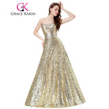 Grace Karin Gold Sequined Evening Dress Long Women Stunning Strapless Golden Evening Gowns Sweetheart Party Formal Dresses 2017