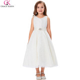 Grace Karin Flower Girls Dresses For Party And Wedding Pearl Kids Clothes Toddler Princess Lace Pageant First Communion Dresses