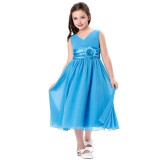 Grace Karin Flower Girl Dresses V Neck Chiffon Birthday Pageant Party Girls Evening Gowns Elegant Kids First Communion Dresses