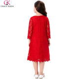 Grace Karin Flower Girl Dresses Toddler Birthday Party Red Pageant Gowns Princess Kids First Communion Long Sleeve Girl Dresses