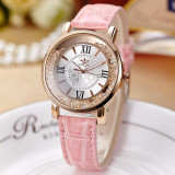 FORON Luxury Women Crystal Dress Watches Top Brand Fashion Quartz Watch Genuine Leather Watch Women Casual Clock relogiofeminino