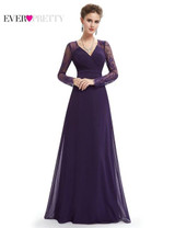 Formal Evening Dresses Ever Pretty HE08692PP Women's Elegant V-neck Long Sleeve Lace Plus Size Evening Dress