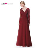 Formal Evening Dresses Ever Pretty HE08692PP Women's Elegant V-neck Long Sleeve Lace Plus Size Evening Dress