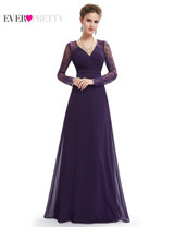 Formal Evening Dresses Ever Pretty HE08692PP Women's Elegant V-neck Long Sleeve Lace Plus Size Evening Dress