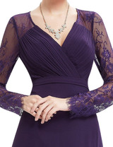 Formal Evening Dresses Ever Pretty HE08692PP Women's Elegant V-neck Long Sleeve Lace Plus Size Evening Dress