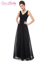 Formal Evening Dresses Ever Pretty EP08110 2017 Elegant Black Deep V-neck Ruched Bust Maxi Woman Evening Dresses