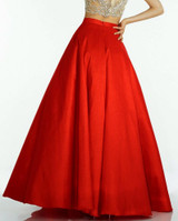 Formal Chic Hot Red Floor Length Skirts For Women To Formal Party Taffeta Long Skirts Fashion Zipper Style Custom Made