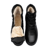 FORLYX Big Size 54 Men Snow Boots Genuine Leather Mens Winter Boots Ankle Lace up Natural Fur Warm mens Shoes Waterproof Botas
