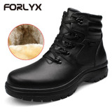 FORLYX Big Size 54 Men Snow Boots Genuine Leather Mens Winter Boots Ankle Lace up Natural Fur Warm mens Shoes Waterproof Botas
