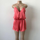 ForeFair Trendy Sling Slip Rompers Womens Jumpsuit Boot Cut Deep V-neck Sexy Bodysuit Women
