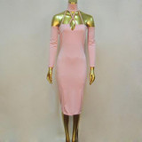 ForeFair New Women Off Shoulder Backless Sexy Bandage Bodycon Party Dresses Women Long Sleeve Midi Halter Autumn Dress