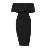 Forefair 2017 Sexy Slash Neck Ruffle Party Dresses Women Summer Vestidos Off Shoulder ClubWear Slim Bodycon Split Midi Dress Forefair 2017 Sexy Slash Neck Ruffle Party Dresses Women Summer Vestidos Off Shoulder ClubWear Slim Bodycon Split Midi Dress