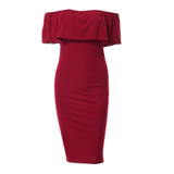 Forefair 2017 Sexy Slash Neck Ruffle Party Dresses Women Summer Vestidos Off Shoulder ClubWear Slim Bodycon Split Midi Dress Forefair 2017 Sexy Slash Neck Ruffle Party Dresses Women Summer Vestidos Off Shoulder ClubWear Slim Bodycon Split Midi Dress