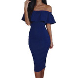 Forefair 2017 Sexy Slash Neck Ruffle Party Dresses Women Summer Vestidos Off Shoulder ClubWear Slim Bodycon Split Midi Dress Forefair 2017 Sexy Slash Neck Ruffle Party Dresses Women Summer Vestidos Off Shoulder ClubWear Slim Bodycon Split Midi Dress