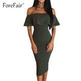 Forefair 2017 Sexy Slash Neck Ruffle Party Dresses Women Summer Vestidos Off Shoulder ClubWear Slim Bodycon Split Midi Dress Forefair 2017 Sexy Slash Neck Ruffle Party Dresses Women Summer Vestidos Off Shoulder ClubWear Slim Bodycon Split Midi Dress