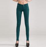 2016 Spring New Autumn Fashion Pencil Jeans Woman Candy Colored Mid Waist Full Length Zipper Slim Fit Skinny Women Pants