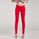 2016 Spring New Autumn Fashion Pencil Jeans Woman Candy Colored Mid Waist Full Length Zipper Slim Fit Skinny Women Pants