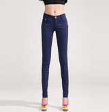 2016 Spring New Autumn Fashion Pencil Jeans Woman Candy Colored Mid Waist Full Length Zipper Slim Fit Skinny Women Pants