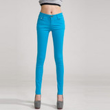 2016 Spring New Autumn Fashion Pencil Jeans Woman Candy Colored Mid Waist Full Length Zipper Slim Fit Skinny Women Pants