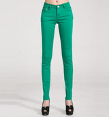 2016 Spring New Autumn Fashion Pencil Jeans Woman Candy Colored Mid Waist Full Length Zipper Slim Fit Skinny Women Pants