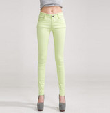 2016 Spring New Autumn Fashion Pencil Jeans Woman Candy Colored Mid Waist Full Length Zipper Slim Fit Skinny Women Pants