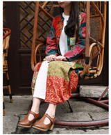 2016 Spring Coat Cotton Linen Patchwork Women Trench Coat Long Windbreaker Chinese Traditional Overcoat Ethnic Clothes Outerwear