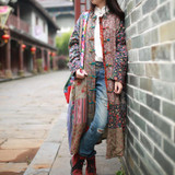 2016 Spring Coat Cotton Linen Patchwork Women Trench Coat Long Windbreaker Chinese Traditional Overcoat Ethnic Clothes Outerwear