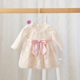2016 spring children's wear girls clothes of long sleeved dress baby lace sweet and lovely princess dress clothes for baby
