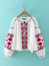 2016 Spring Boho Outfit jacket Women coat jacket chaquetas Embroider badge Lantern Sleeve outwear jaqueta feminina casaca mujer
