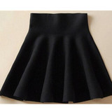 2016 Spring Autumn High Waist Knitted Skirts Women Pleated Mini Skirt Female Casual Elastic Short Cotton Skirt SL0764