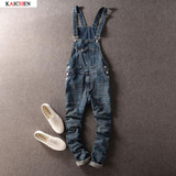 2016 Spring Autumn Fashion mens slim jeans overalls Casual bib jeans for men Male Ripped denim jumpsuit Suspenders Bibs