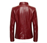 2016 Spring and Autumn fashion  stand short PU leather coat motorcycle coat women jacket plus size 6xl
