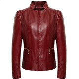 2016 Spring and Autumn fashion  stand short PU leather coat motorcycle coat women jacket plus size 6xl