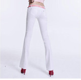 2016 Slim Women Jeans Casual Mid Waist Elastic Candy 10Color Denim Flare Pants Trousers Woman Bell Bottom Trouser