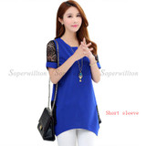 2016 Shirt Women For Work and Casual Women Blouses O-neck Plus Size 5XL Blusas Patch Lace Blouse Long Sleeve Female Shirts D5002