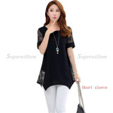 2016 Shirt Women For Work and Casual Women Blouses O-neck Plus Size 5XL Blusas Patch Lace Blouse Long Sleeve Female Shirts D5002