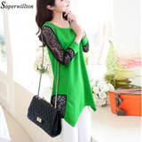 2016 Shirt Women For Work and Casual Women Blouses O-neck Plus Size 5XL Blusas Patch Lace Blouse Long Sleeve Female Shirts D5002