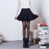2016 Sexy Women Skirt Fashion Fall Winter Skirts Plus Size XL High Waist Pleated Skirt Black Red Skater Skirt For Women