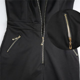 2016 Sexy Bodycon black Jumpsuit Nightclub Women Sleeveless Overalls Deep v neck Front zipper Long Jumpsuits Playsuits macacao 2016 Sexy Bodycon black Jumpsuit Nightclub Women Sleeveless Overalls Deep v neck Front zipper Long Jumpsuits Playsuits macacao