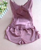 2016 satin pijama sets  women  Pyjamas  for ladies Female nightgowns Lounges Sexy  faux silk  Sleepwear homewear nightwear