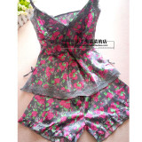2016 satin pijama sets  women  Pyjamas  for ladies Female nightgowns Lounges Sexy  faux silk  Sleepwear homewear nightwear