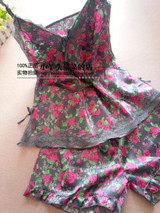 2016 satin pijama sets  women  Pyjamas  for ladies Female nightgowns Lounges Sexy  faux silk  Sleepwear homewear nightwear