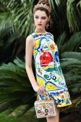 2016 Runway Fashion Designer Dress High Quality Summer Women Straight Above Knee Geometric Print Sleeveless Tank Dress Brand