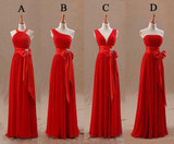 2016 Red Bridesmaids Dresses Uk Tight Pleats Elegant Bow Knot Chiffon Long Designer Plus size Bridesmaid Party Dresses
