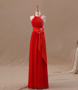 2016 Red Bridesmaids Dresses Uk Tight Pleats Elegant Bow Knot Chiffon Long Designer Plus size Bridesmaid Party Dresses