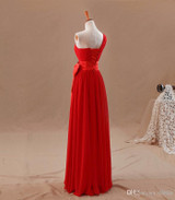 2016 Red Bridesmaids Dresses Uk Tight Pleats Elegant Bow Knot Chiffon Long Designer Plus size Bridesmaid Party Dresses